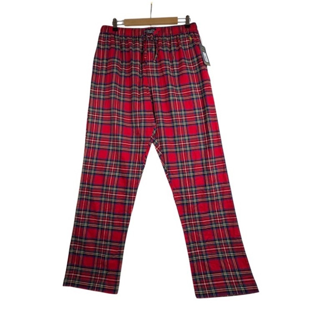 Polo Ralph Lauren Plaid Pajama Pants Red Tartan Cotton Sleepwear Men Large